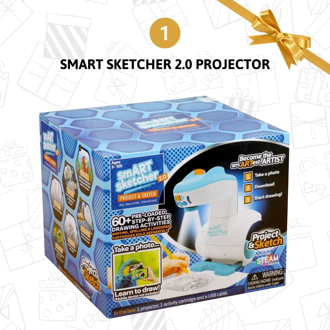 smART Sketcher ­2.0 Projector Bundle, Includes 2 Creativity Packs, 50 Sheets Framed Paper, Art Projector for Tracing, Birthday Gift for Kids 5+