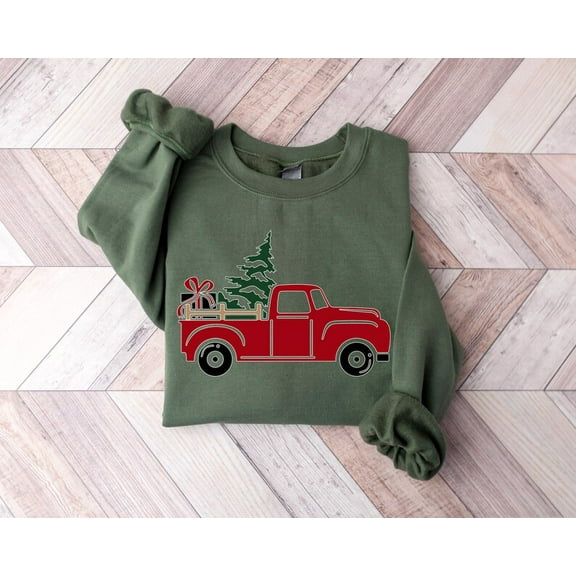 Christmas Truck Sweatshirt, Womens Christmas Tree Shirt, Christmas Gift, Holiday Sweaters, Christmas Crewneck, Xmas Tshirt, New Year Shirt