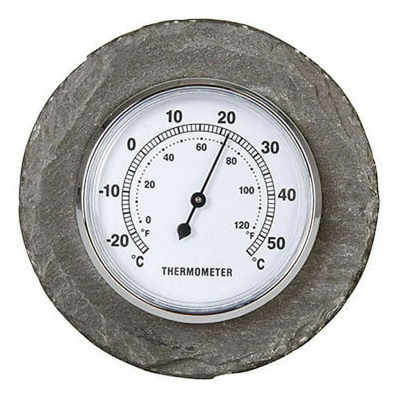Esschert Design Slate Round Thermometer, Gray, 4.75" dia.