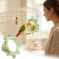 thumbnail image 2 of Bird Cage Mirror Toy with Rotating Bell Beads Interactive Parrot Chewing Toy Bird Playground Easy Mount Hanging Parrot Cage Accessory for Budgies Lovebirds Conures Cockatiels, 2 of 4