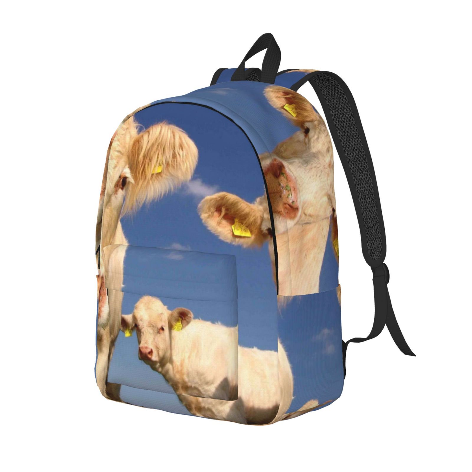 Kuqiui Cows Cattles Print Canvas Travel Laptop Backpack for Men Women,Business Work Rucksack College School Computer Bag Fits 15.6 Inch Notebook