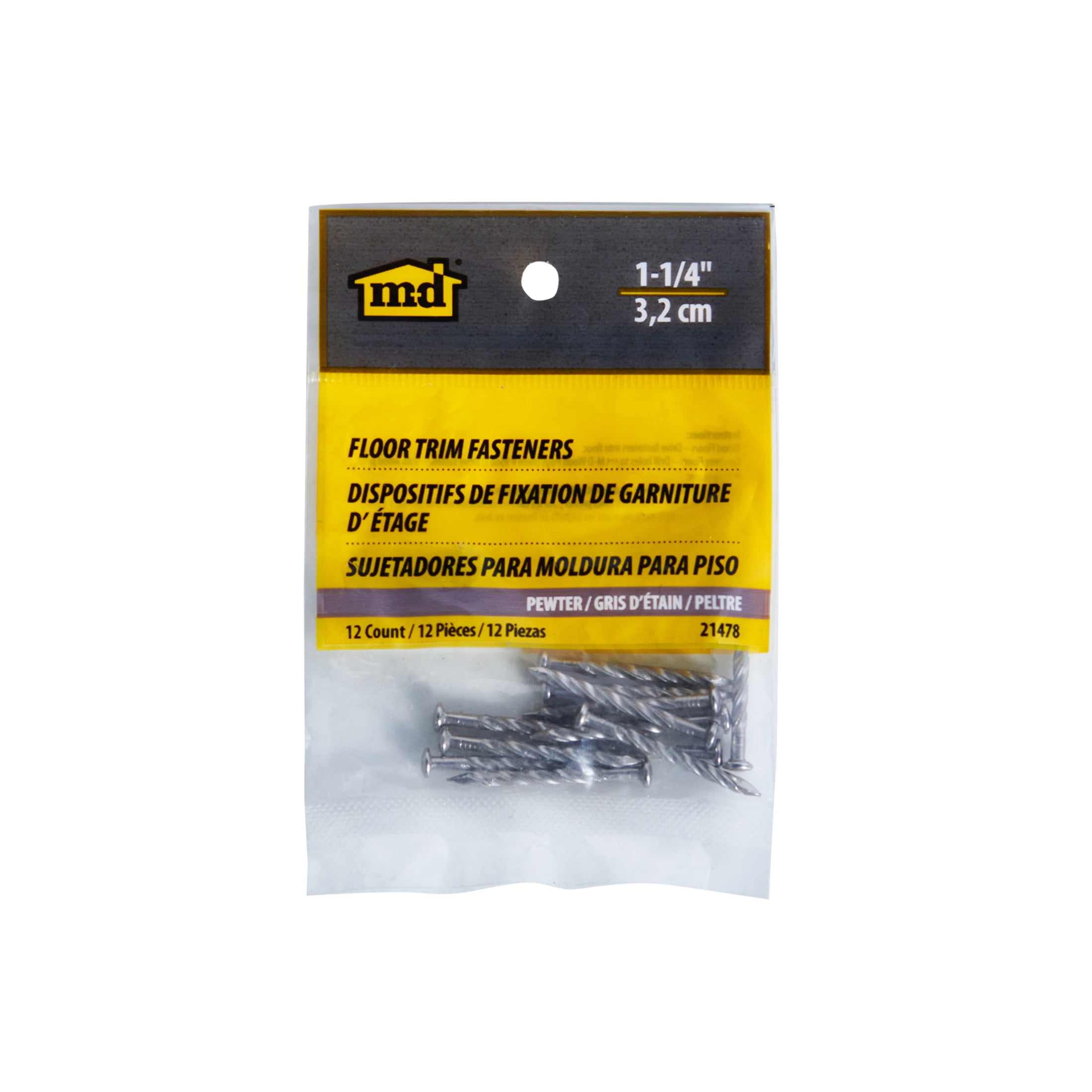 M-D Building Products 21478 1-1/4 In. Pewter Floor Metal Screw Nails (12Ct)