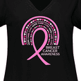 thumbnail image 4 of Inktastic Breast Cancer Awareness Rainbow Ribbon with Hearts Women's Plus Size V-Neck T-Shirt, 4 of 5