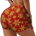 thumbnail image 1 of Balery Christmas With Gold Snowflakes Pantalones cortos de entrenamiento estampados para mujer, sin costuras, ajustados, para gimnasio, yoga, correr, deportes, ejercicio activo, fitness.-X-Large, 1 of 8