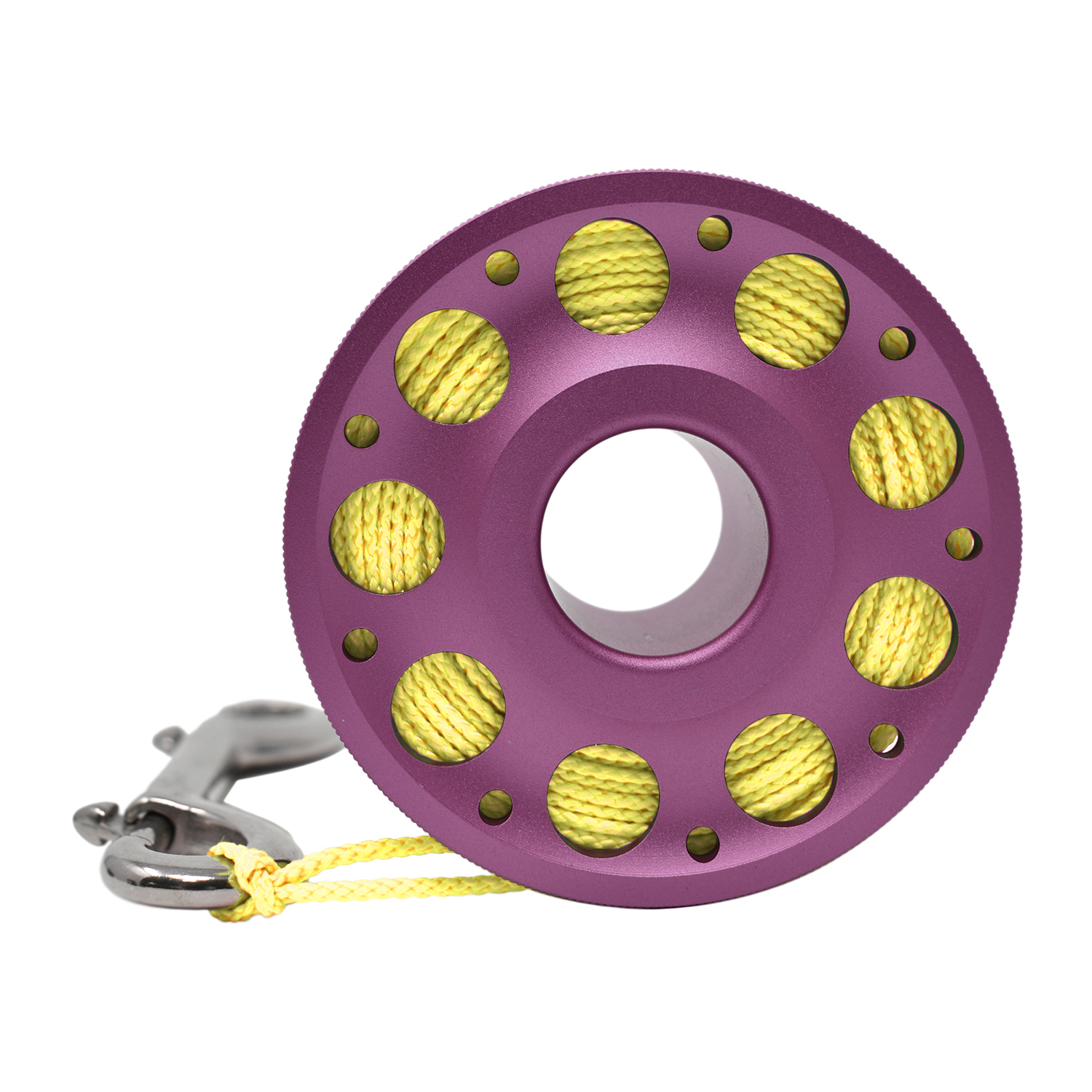 Aluminum Finger Spool 100ft Dive Reel w/ Spinning Holder, Pink/Yellow - image 4 of 4