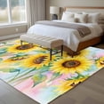 thumbnail image 4 of 8x10 Area Rugs for Living Room, Sunflowers Non Slip Area Rugs for Kitchen Bedroom Entryway, Yellow Floral Summer Botanical Elegant Pastoral Washable Carpet Runner Rug Floor Mats for Bedroom, 4 of 8