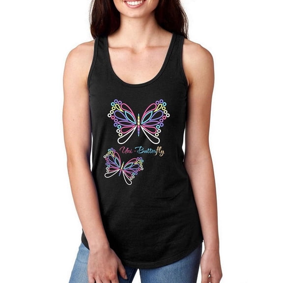 Butterfly Art Beads Colorful Racerback Tank Women -Image by Shutterstock, Female Large
