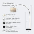thumbnail image 4 of Brightech Mason 81" Bronze Modern 1-Light Adjustable Arm Extendable LED Marble Base Floor Lamp with 2-Tiered Beige Fabric Shade, 4 of 11