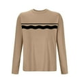 thumbnail image 3 of Zylanna Men's Long Sleeve T-Shirts, Stretchy Striped Crew Neck Activewear Casual Tops for Sport Khaki, 3 of 3