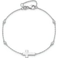 thumbnail image 4 of Sterling Silver Rhodium-Plated Cz Sideways Cross 7In W/1In Ext. Bracelet (Width 8.8) (Length 8) - Jbsp, 4 of 5
