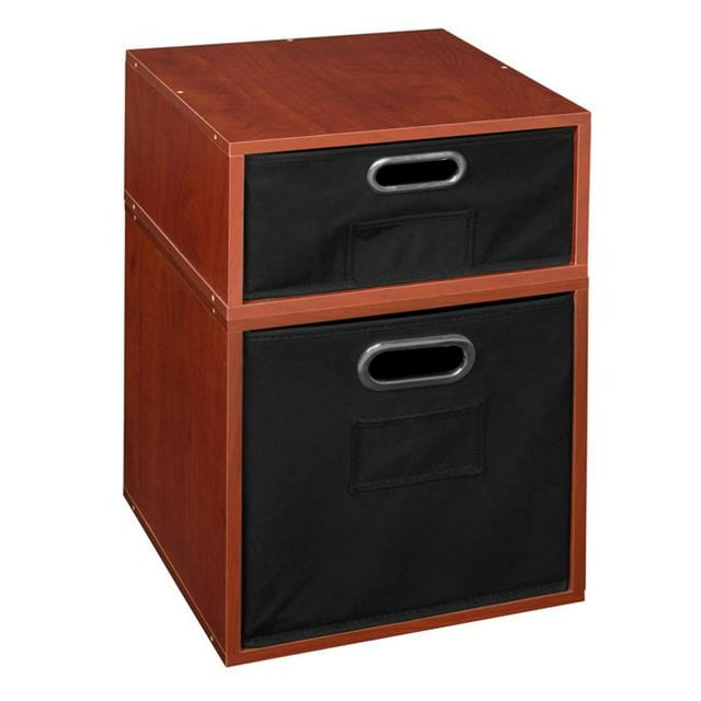 Niche PC1F1HWC-1F1HBK Cubo Storage Set - 1 Full Cube & 1 Half Cube with Foldable Storage Bins - Cherry & Black