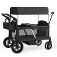 thumbnail image 6 of Reasea 4-Seat Kids Stroller Wagon, Foldable Outdoor Utility Wagon with Side Entry, 5-Point Safety Harness, Adjustable Push Pull Handle & Removable Canopy, 6 of 10