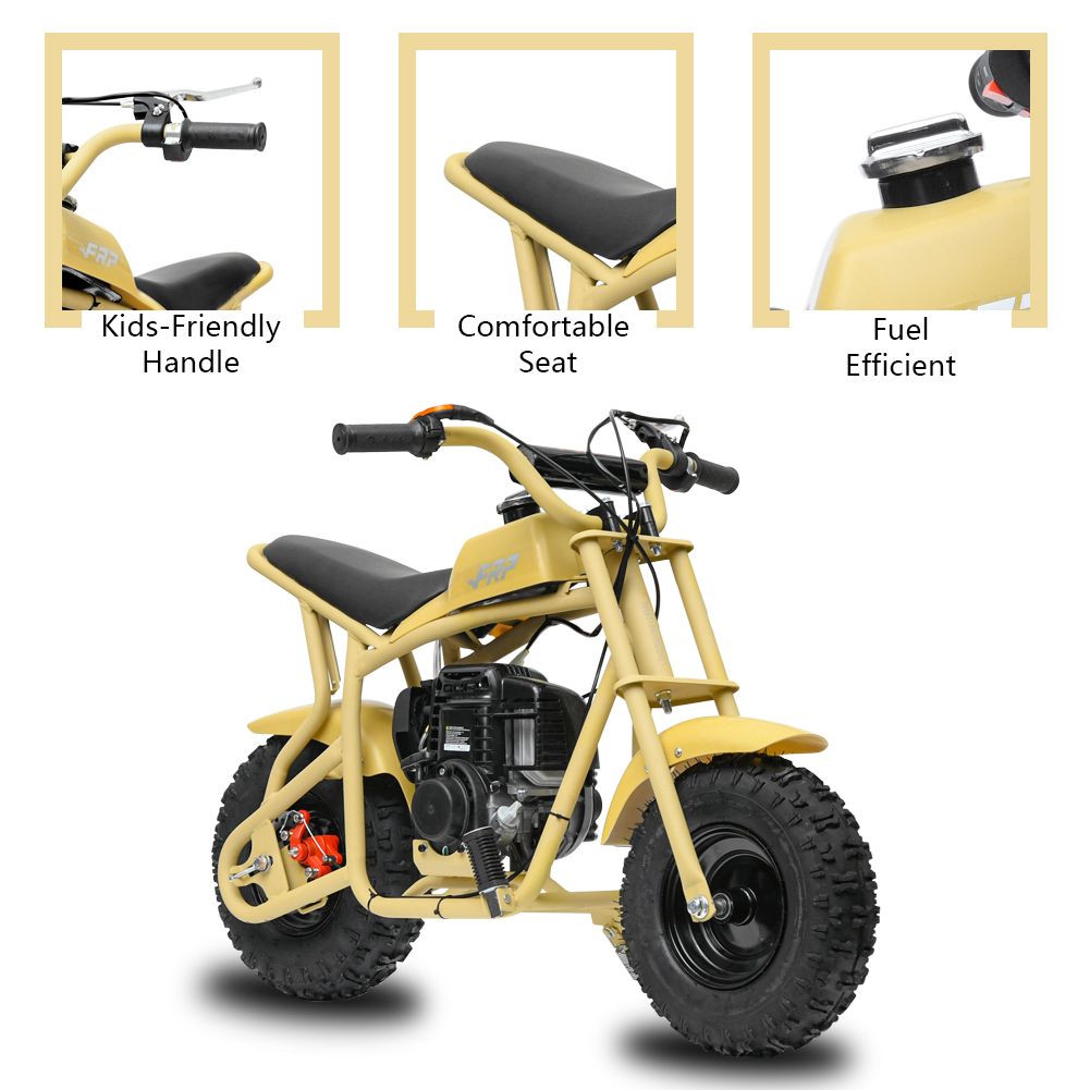 FRP DB003 Kids Dirt Off-Road Mini Dirt Bike, Kid Powered Dirt Bike Off-Road Dirt Bikes, Gas Powered Trail Mini Bike - Ultra Edition, Yellow