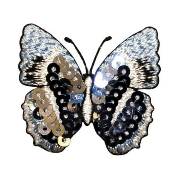 ID 2300B Sequin Wings Butterfly Patch Fairy Garden Embroidered Iron On Applique