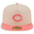thumbnail image 2 of Men's New Era Light Beige/Coral Cincinnati Reds Two-Tone Color Pack A-Frame 59FIFTY Fitted Hat, 2 of 5