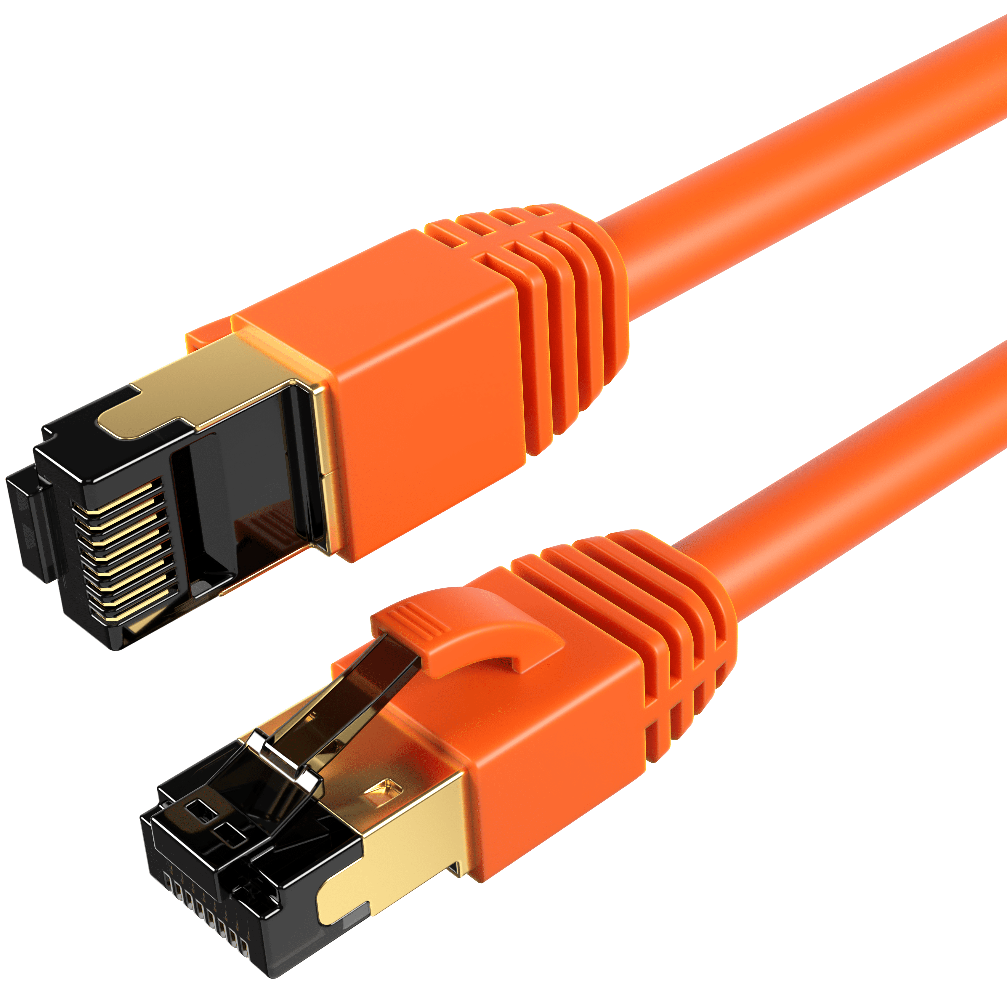 Cat8 5-Pack of 2FT Network Ethernet Patch Cable, 2000Mhz Internet Wire, For Router, Modem, PC, Laptop, TVs, Printer Cord, Consoles for Home and Office, Orange, Cables Direct Online