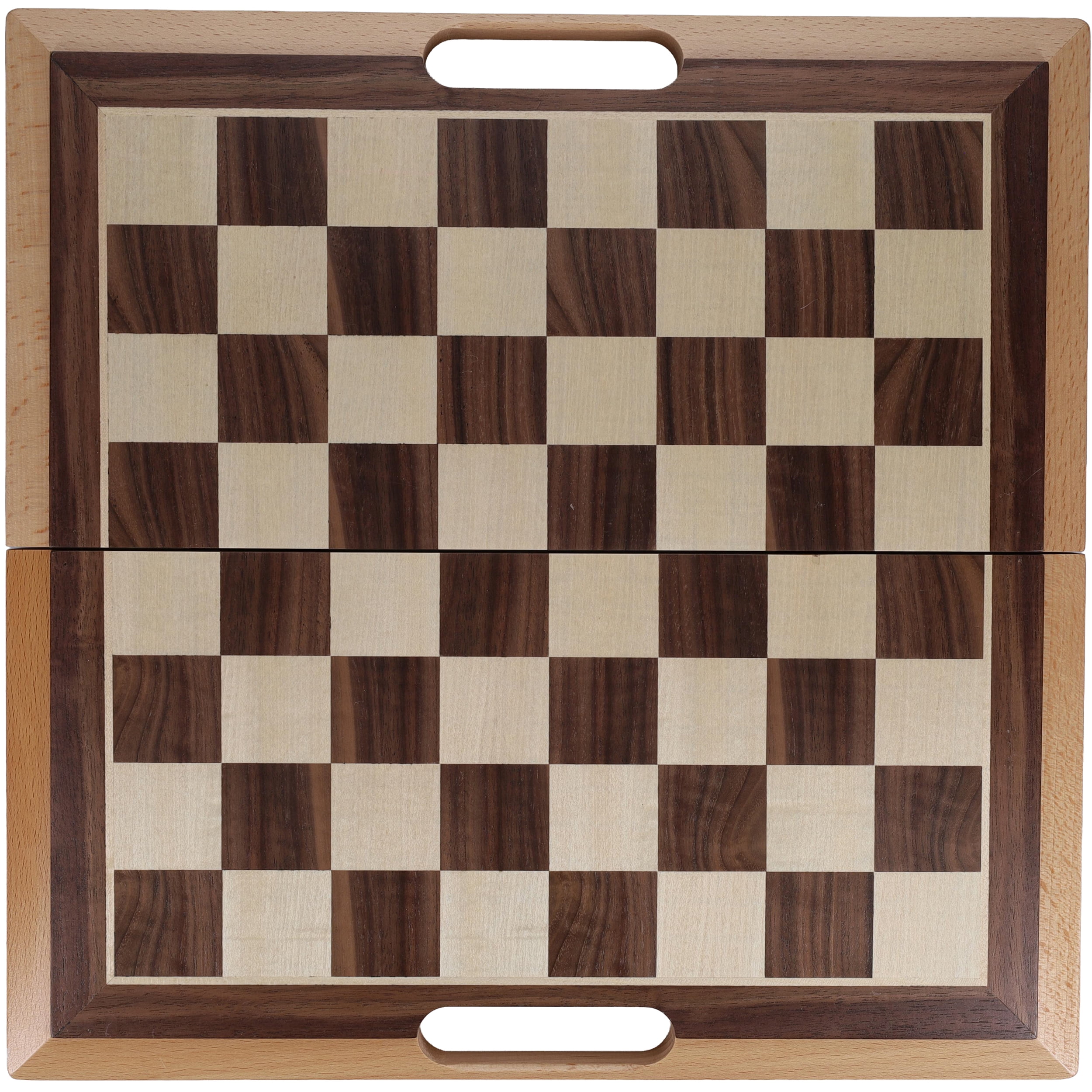 WE Games Folding Wood Travel Chess Set- 16 in Camphor Veneer Board
