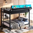 thumbnail image 5 of Leumius Full over Full Size Metal Bunk Bed with Storage Shelves and Pegboard, Bunk Bed Frame with USB Ports and LED Lights, Space-Saving for Teens and Adults Black, 5 of 9