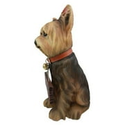 Yorkie Dog Garden Statue 12.5H Yorkshire Terrier Welcome Figurine Jingle Collar