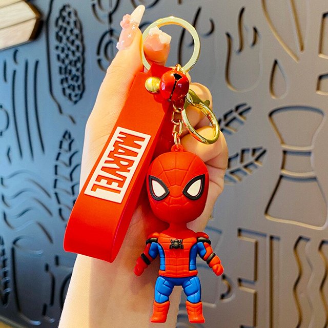LLavero de Disney con dibujos animados para teléfono móvil, llavero con diseño creativo de Marvel, spiderman, Capitán América, bolsa colgante para coche Fivean unisex