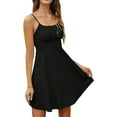 thumbnail image 2 of hirigin Women's Summer Short Sling Dresses Solid Color Sleeveless Backless Ruched Dresses, 2 of 7