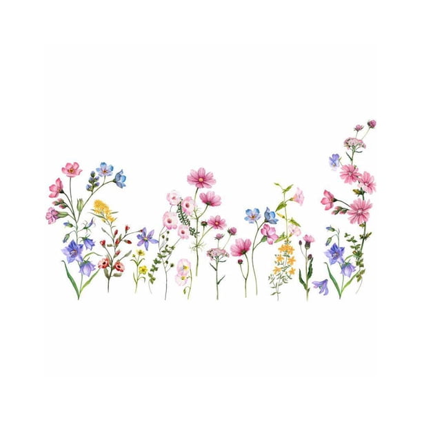 Yuarrent 2 piezas flores pegatinas de pared dormitorio sala de estar decoración del hogar papel pintado autoadhesivo puerta Interior DIY calcomanías Decoración del hogar Yuarrent HA074857-01