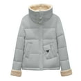 thumbnail image 3 of Women's New Fashion Short Puffer Jacket, Korean Style Loose Fit Winter Coat with Large Fur Collar, Thicken Warm Quilted Outerwear for Daily Use, Comfortable Casual Jacket Grey XL, 3 of 9