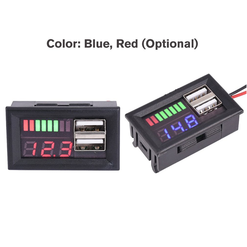 LED Digital Voltmeter Voltage Meter Volt Tester Dual USB 5V 2A For DC 12V Car Nt 