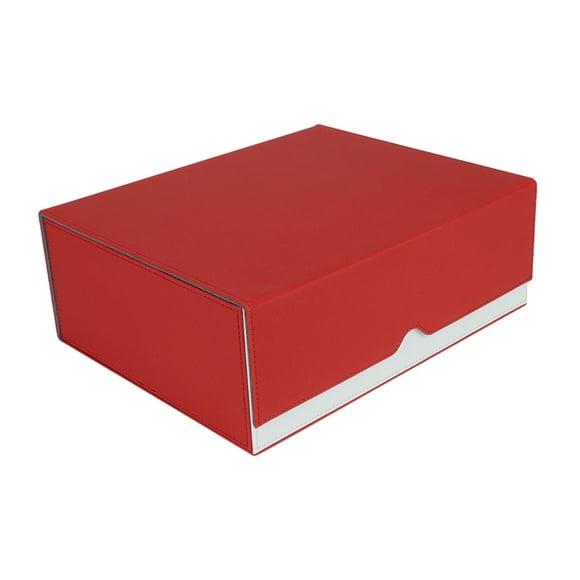 Caja de colección de cartas de mazo, resistente a golpes, de cuero sintético, multifuncional. Rojo