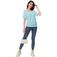 thumbnail image 6 of Women's Dolman Top Boat Neck Comfortable Short Sleeve Solid Gentle Tees Casual T Shirt with Side Shirring Detail, 6 of 6