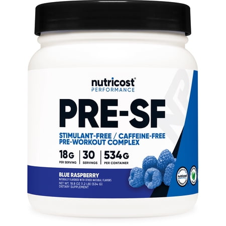 Nutricost Stim-Free Pre-Workout Powder Supplement  30 Servings (Blue Raspberry)