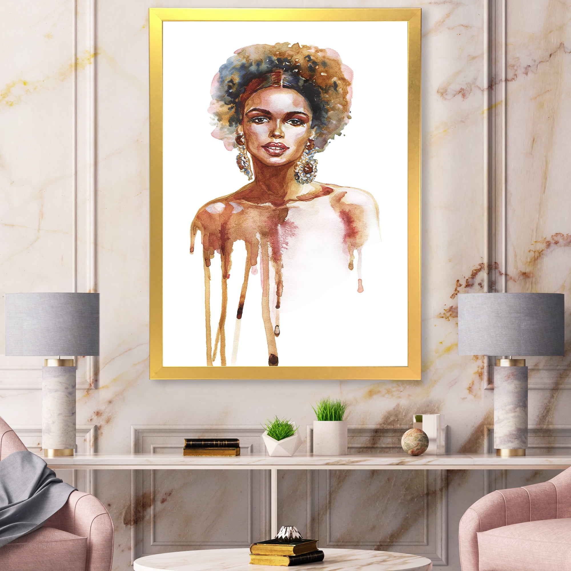 Designart 'Portrait of Afro American Woman XIII' Modern Framed Art Print