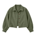 thumbnail image 3 of TtopsQueen Women's Cropped Corduroy Jacket, Lapel Collar Long Sleeve Button Front Coat, Drop Shoulder Relaxed Fit Vintage Outerwear for Fall Spring Daily Wear Army Green,L, 3 of 8