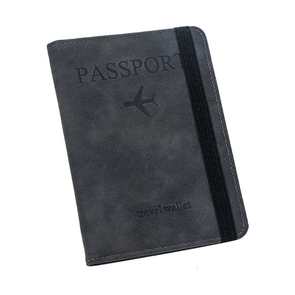 Cxui Passport Cases, Rfid Blocking Passport Wallet - Pu Leather Travel Organizer with Card Slots, Pen Holder, Secure Document Cover for International Trips Gray2