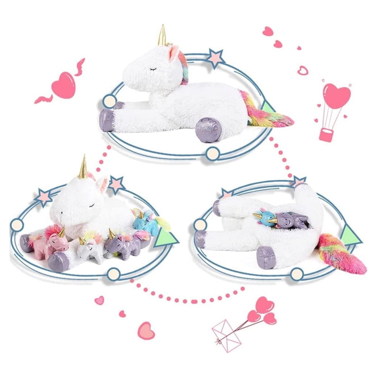Morismos Unicorn Mommy with 4 Baby Unicorns Plush Set, 5 Pieces photo 6