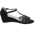 thumbnail image 6 of Blaze04 Rhinestone Peep Toe Cut Out Ankle Strap Low Wedge Dress Sandal, 6 of 7