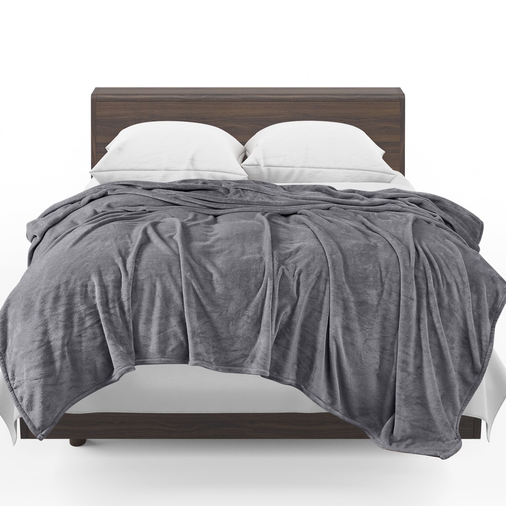 PHF Fleece Queen Blanket, Fuzzy Soft Lightweight Blankets for Bed, Sofa, Suitable for All Season, Grey, 90x90 inches