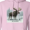 thumbnail image 3 of Inktastic Wasilla Alaska Moose Winter Scene Adult Hoodie Sweatshirt, 3 of 4