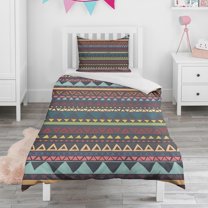 Boho Bohemia Geometric Line Art Duvet Cover and Pillowcase Set for Single Bedding, Bedroom Accessories for Kids Teens