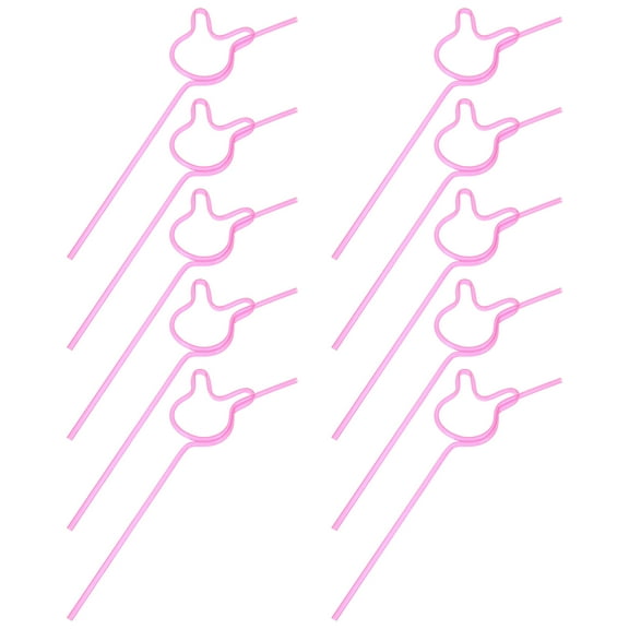 Supvox 10pcs Funny Straws Rabbit-Shaped Pink PVC For Holiday Events