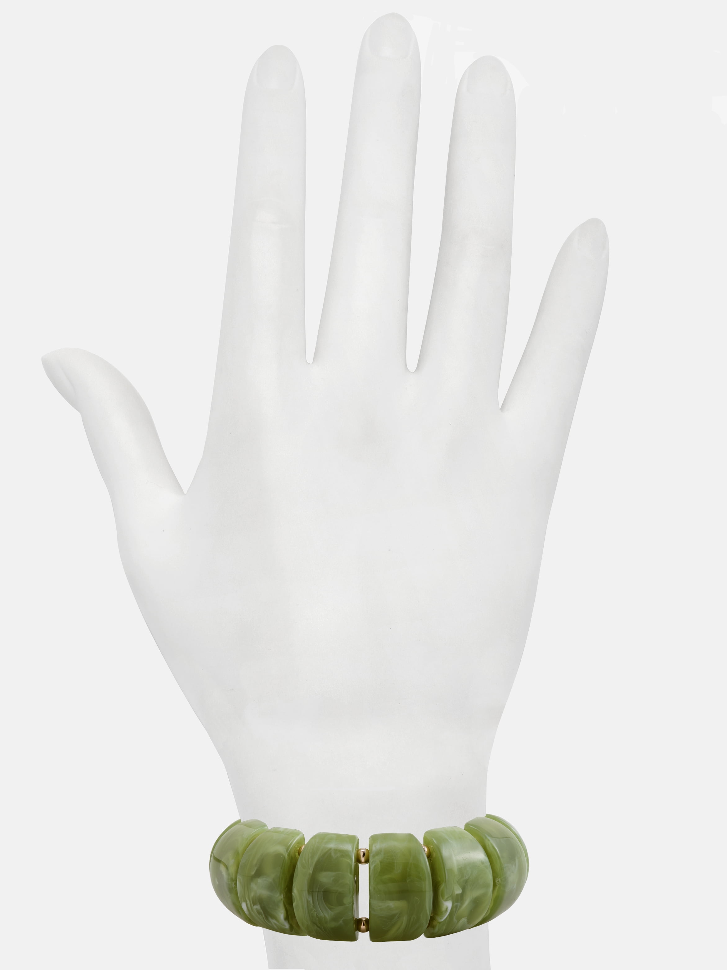 Scenario Women's Green Marbled Resin Stretch Bracelet