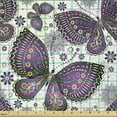 thumbnail image 2 of Natural Fabric by The Yard, Butterflies with Paisley Motif on Wings Flowers Art Print, Stretch Knit Fabric for Clothing Sewing and Arts Crafts, 2 Yards, Purple White, by Ambesonne, 2 of 3