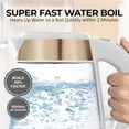 thumbnail image 3 of Kitchen Fast Boiling Electric Water Kettle - 1.7L, 1500W, Auto Shut-Off for Overboil & Boil Dry Protection, Cool-Touch Handle, 360° Base - Rapid Teapot Boiler For Coffee & Tea - White Copper, 3 of 5