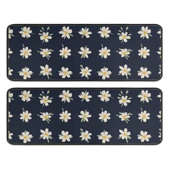 Kitchen Rugs Sets Of 2,Pioneer Flower Floral Print Pattern Anti Fatigue Kitchen Mat Rugs Non Slip Washable,Decorative Kitchen Floor Mats for Kitchen,Sink,Laundry,17X47 Inch