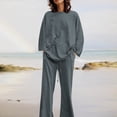 thumbnail image 3 of CHOK Ensembles en Coton et Lin pour Femmes 2 Pcs Ensemble de Détente à Manches Longues Pantalon Léger Tenues de Printemps Été, 3 of 7