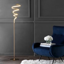 JONATHAN Y Scribble 60.5" Modern Dimmable Metal Integrated LED Floor Lamp, Gold, JYL7027B