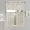 thumbnail image 4 of XWZO Sheer Curtains Set of 2, Rod Pocket Light Filtering Window Curtains with Lace Floral Design, Voile Semi Sheer Drapes for Kitchen Living Room, Beige, 30 x 36 Inch, 4 of 9