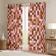 thumbnail image 2 of Homewish Geometric Pixel Plaid Curtains Pack of 2 (42x84 Each),Minimalism Geometric Checkered Curtains Blackout,Pink Brown Bedroom Curtains For Girls Boys,Super Cozy Room Decor, 2 of 6