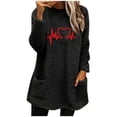thumbnail image 2 of WEAIXIMIUNG Sweatshirts Mama pour Femmes Grande Taille Sweat à Capuche Ample Cœur Imprimé Ekg Double Poche Col Rond Manches Longues, 2 of 4