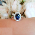 thumbnail image 2 of HeartsAndYou 2ct Natural Blue Sapphire Engagement Ring 14k SOLID White Gold Halo Statement, 2 of 9
